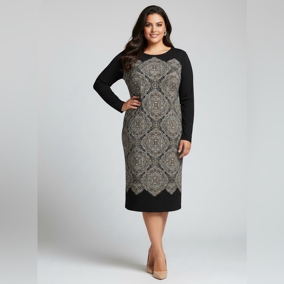 EUC Maggy London Elegant Long Sleeve Midi Dress - Picture 1 of 7